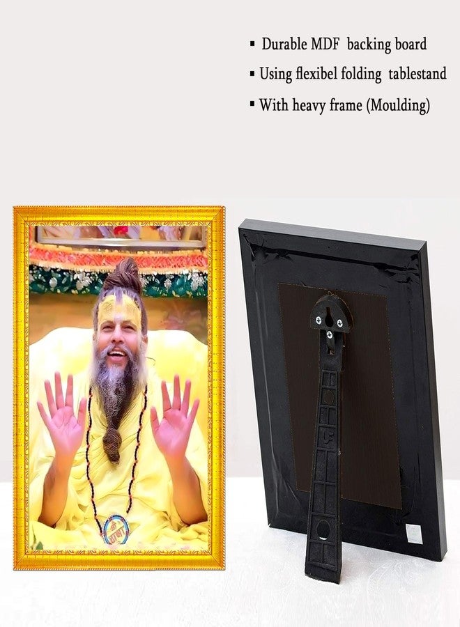 ZIG-ZAG zig zag Shri Premanand Govind Sharan Ji Maharaj Religious Rectangular Photo Frame For Mandir And Wall Decor Small Size (7X9 Inches), Gold - Image 2
